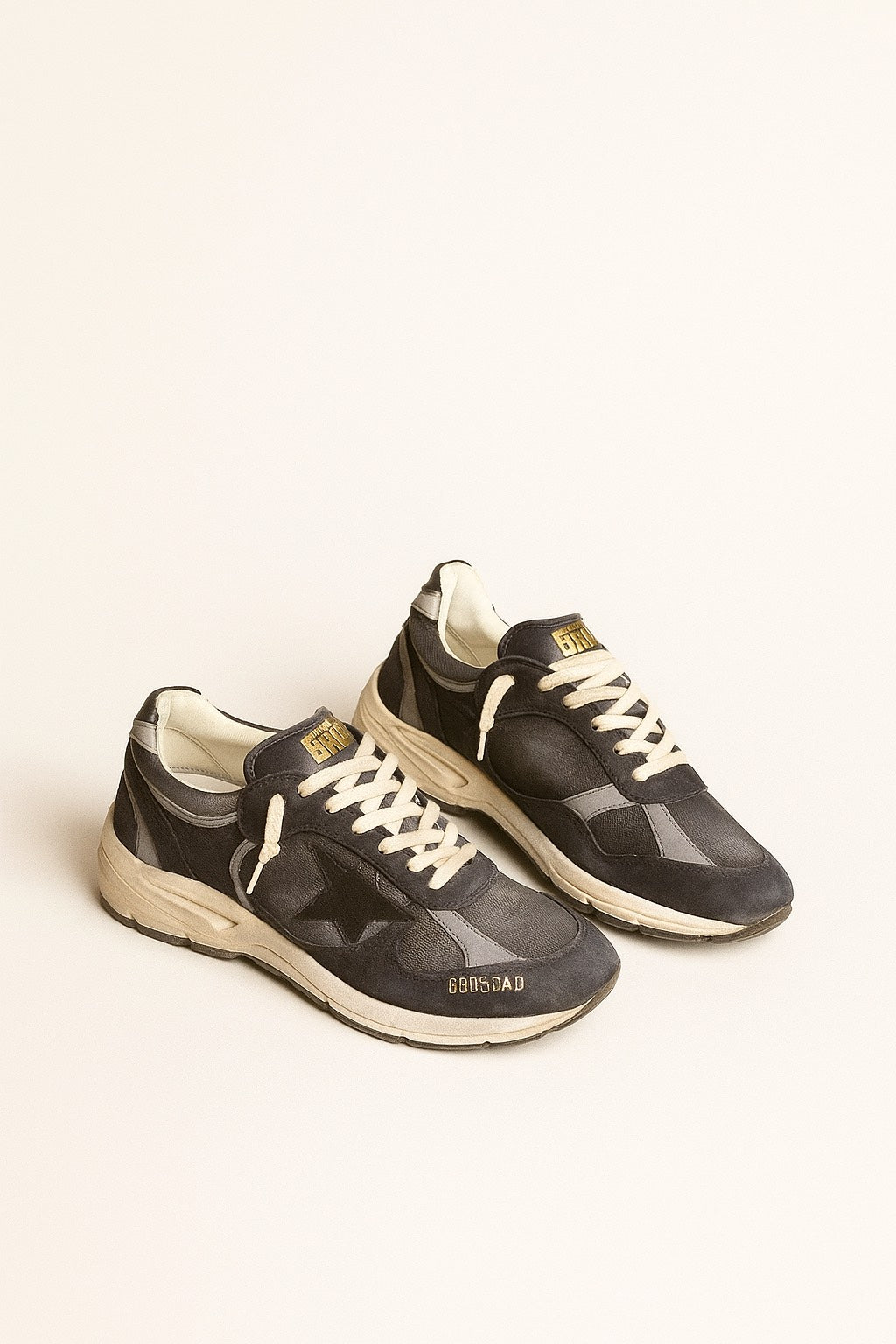 Dad-Star pour femme en résille et cuir velours bleu foncé avec étoile noire