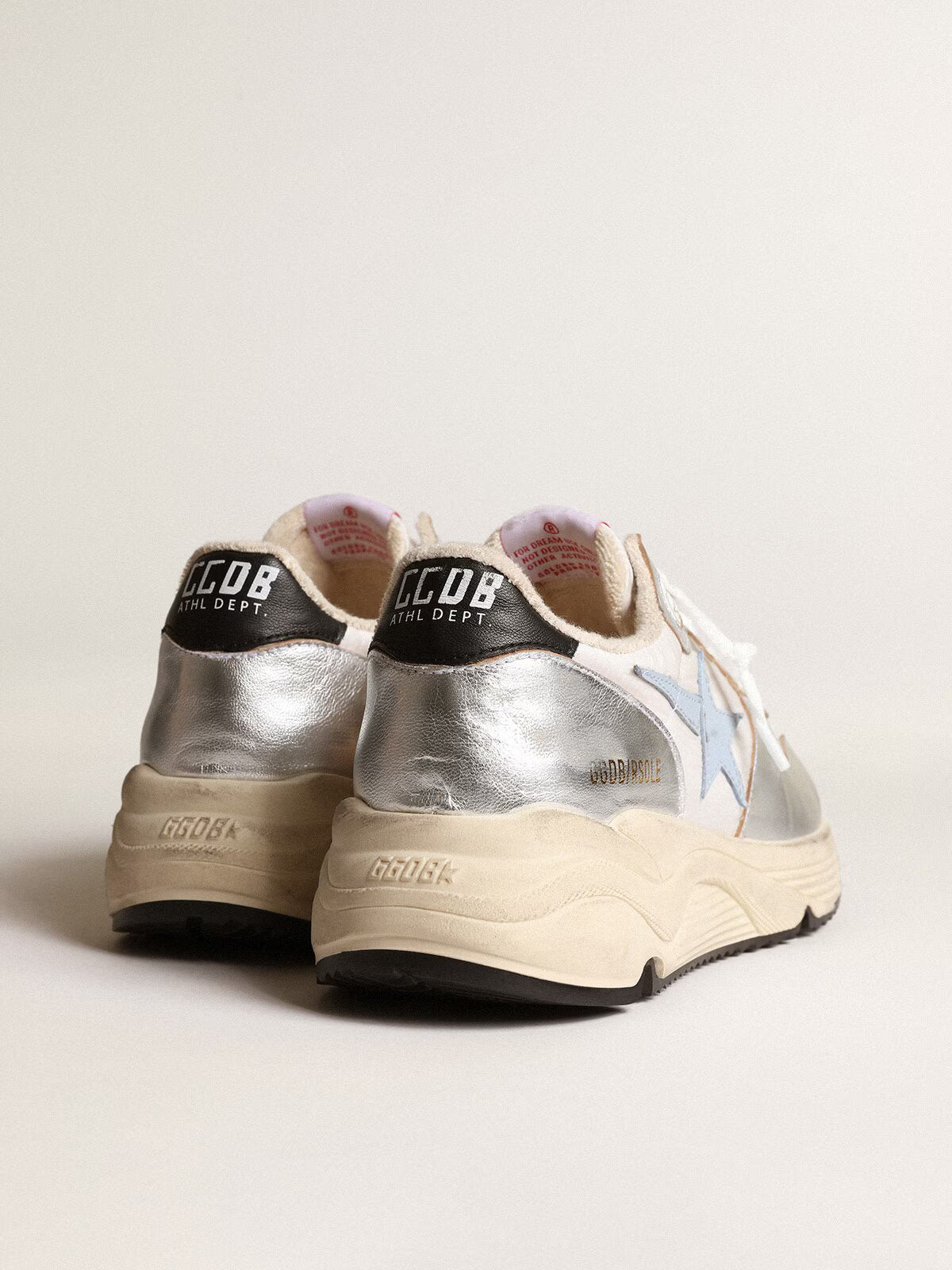 GGDB - Running Sole en nylon et cuir lamé argenté avec étoile bleu ciel