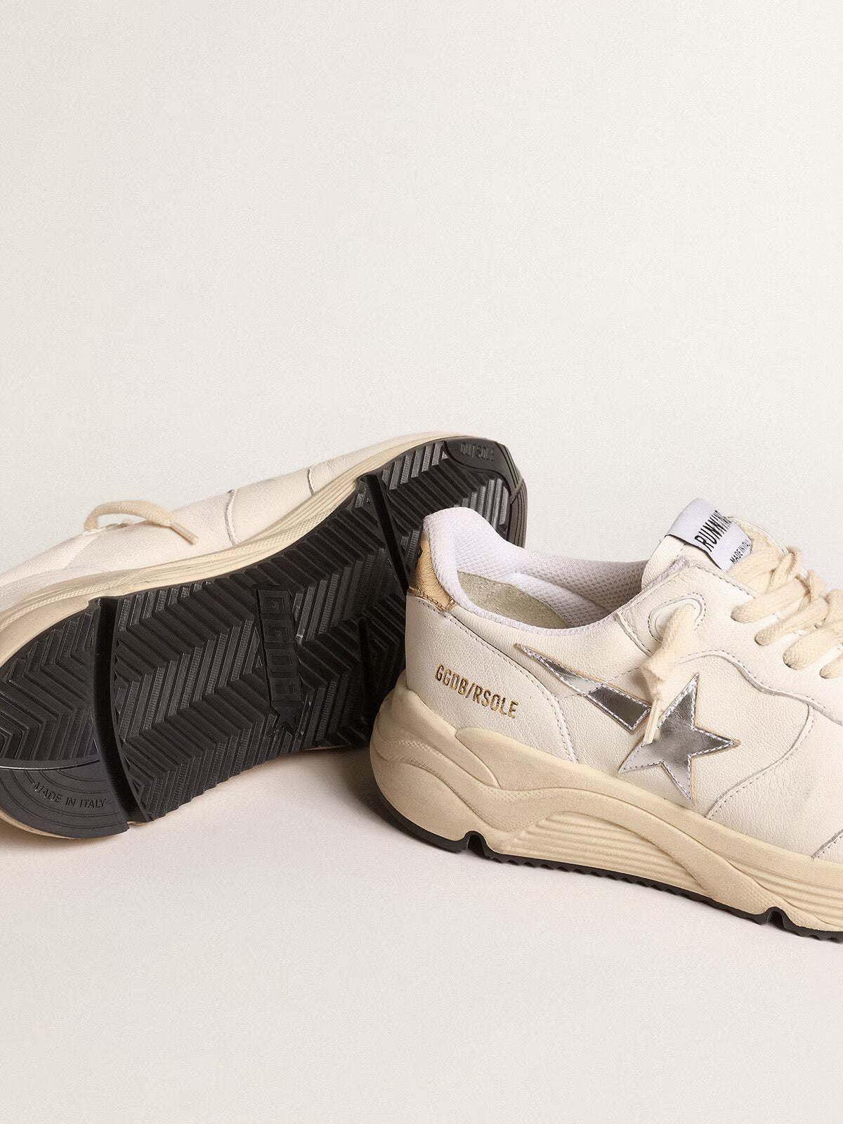 GGDB - Running Sole en cuir nappa avec étoile argentée et contrefort en cuir doré