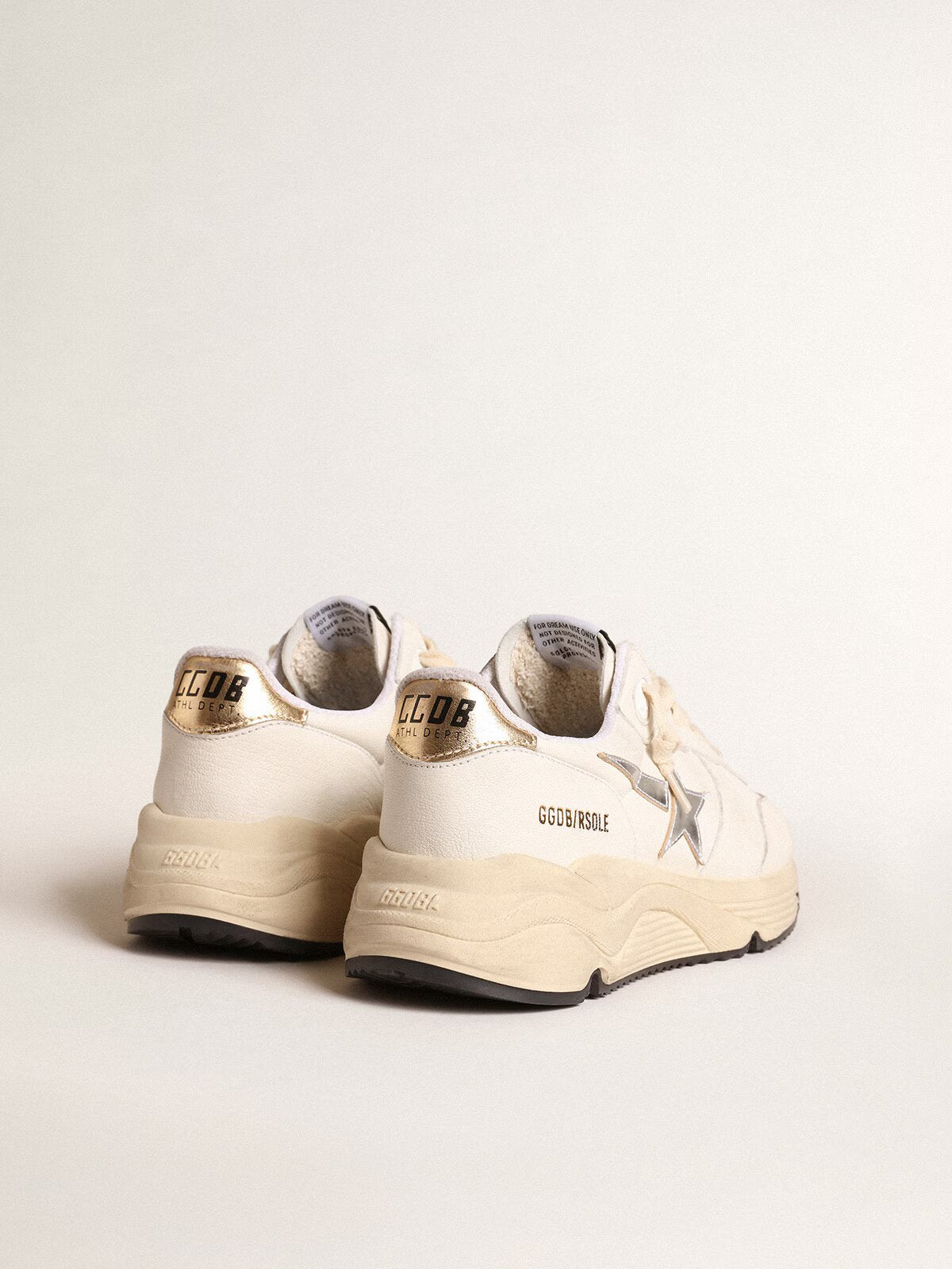 GGDB - Running Sole en cuir nappa avec étoile argentée et contrefort en cuir doré